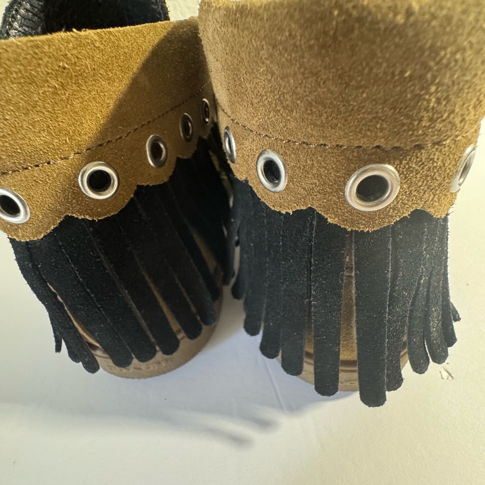 Coach Roccasin Cut Out Brown Suede Ankle Boot with Studs and Fringe - Picture 3 of 4